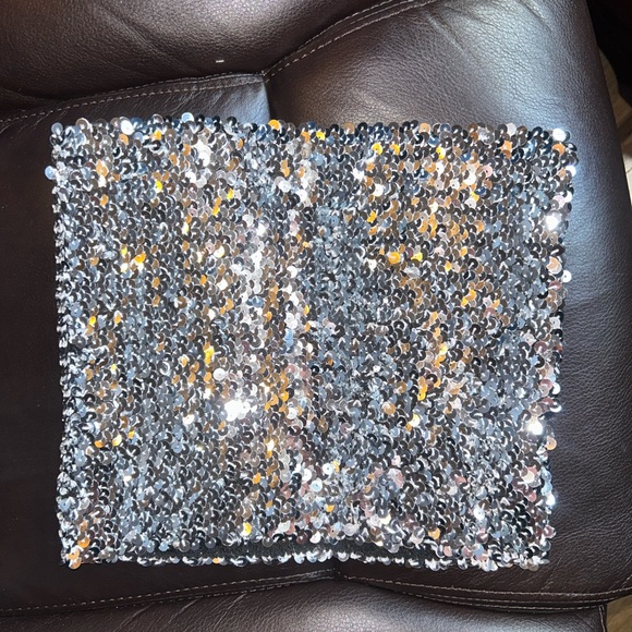 PINK Victoria's Secret Silver Sequin Tube Top - Picture 4 of 5